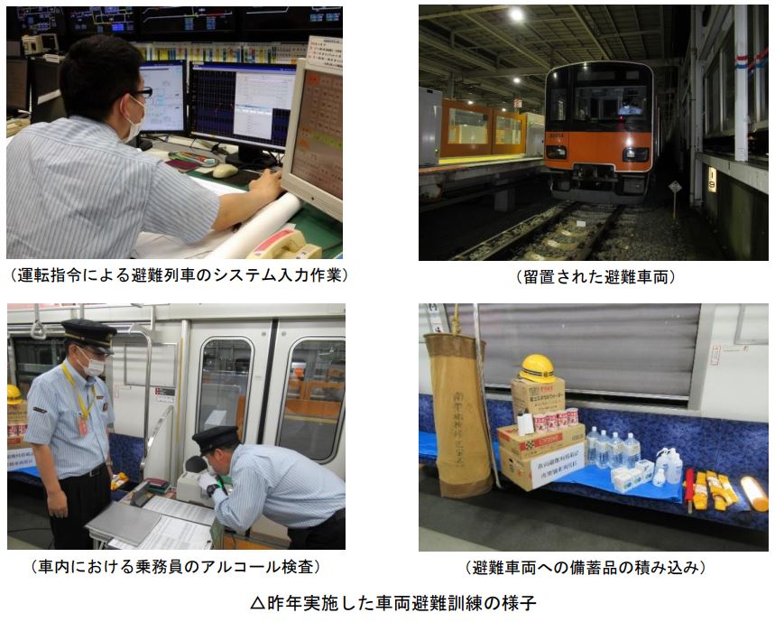 東武鉄道：２０２２年７月３日（日）の最終列車後に、浸水対策を目的とした車両避難訓練を実施