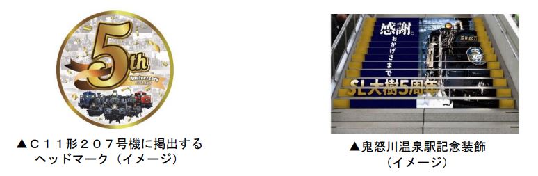 東武鉄道：ＳＬ大樹運行開始５周年を各種イベントで盛り上げ！８月１０日に鬼怒川温泉駅前で「ＳＬ大樹運行開始５周年感謝祭」を行い、地元地域と一緒にお祝い