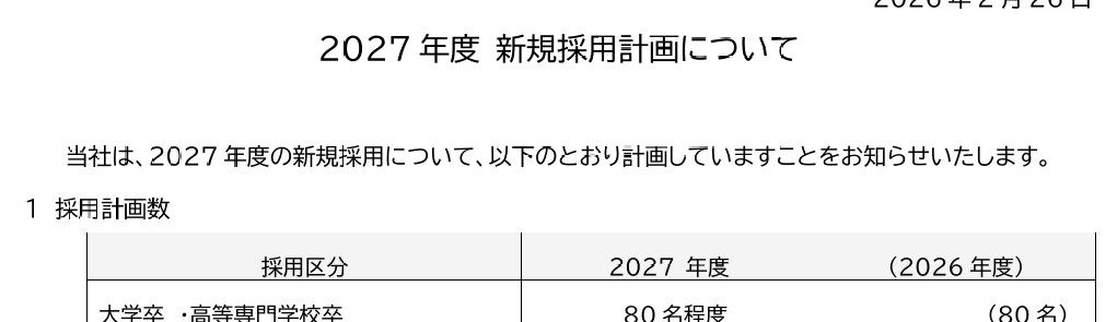 JR九州：2027年度 新規採用計画について